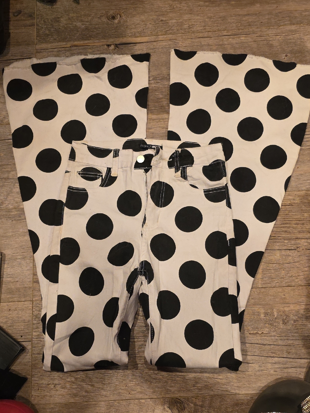 Black Polka Dot White Women's Jeans